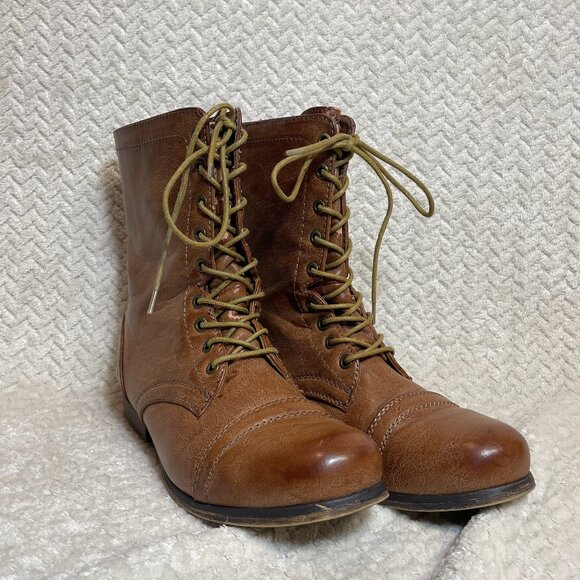 Madden Girl Gavinn Brown Lace Up Cottagecore Boots with Back Zip Size 11 - Picture 1 of 10